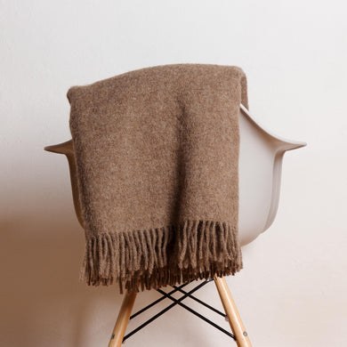 Tahua blanket, light brown, 50% alpaca wool & 50% lambswool