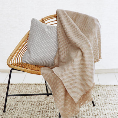 Alashan blanket, beige & cream, 100% cashmere wool