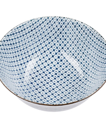 Onuma bowl, white & blue, 100% ceramic