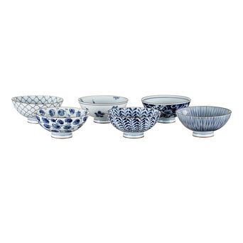 Onuma bowl, white & blue, 100% ceramic