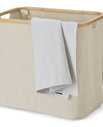 Champa laundry basket, natural & brown, 57% linen & 43% cotton