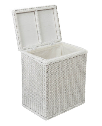 Java laundry basket, painted white, 100% rattan & 100% cotton