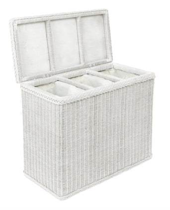 Java laundry basket, painted white, 100% rattan & 100% cotton