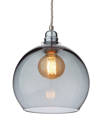 Ribe pendant lamp, grey & silver, 100% glass & 100% metal