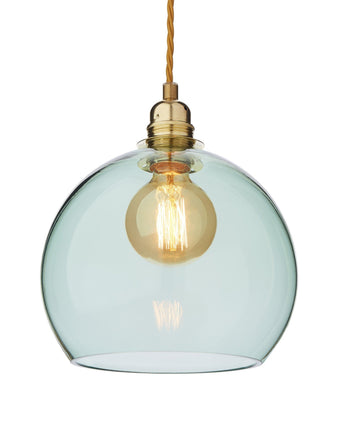 Ribe pendant lamp, light green & brass, 100% glass & 100% metal