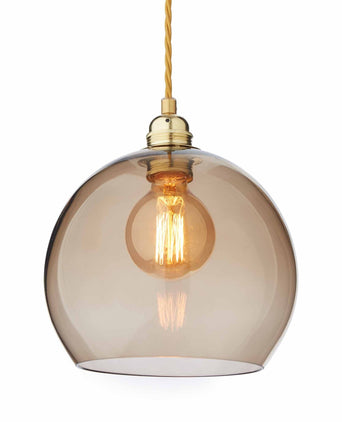 Ribe pendant lamp, brown & brass, 100% glass & 100% metal