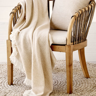 Uyuni blanket, beige & cream, 100% cashmere wool