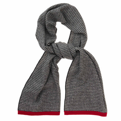 Foligno Cashmere Scarf black & cream & red, 100% cashmere wool