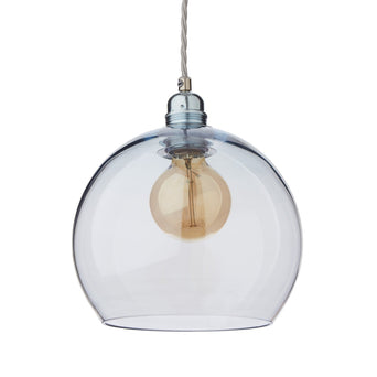 Ribe pendant lamp, light blue & silver, 100% glass & 100% metal