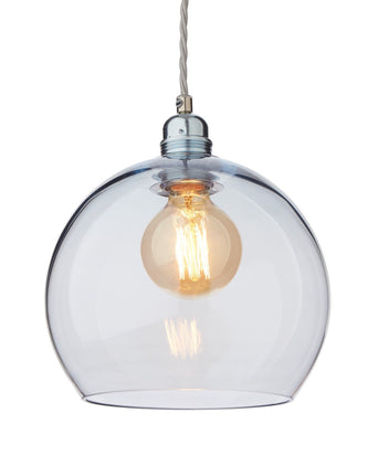 Ribe pendant lamp, light blue & silver, 100% glass & 100% metal