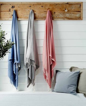 Cesme hammam towel, dark red & white, 100% cotton