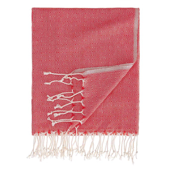 Cesme hammam towel, dark red & white, 100% cotton