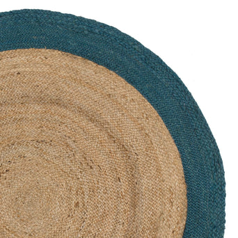 Nandi rug, natural & teal, 100% jute