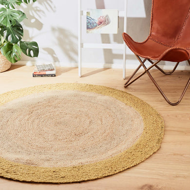 Nandi rug, natural & mustard, 100% jute