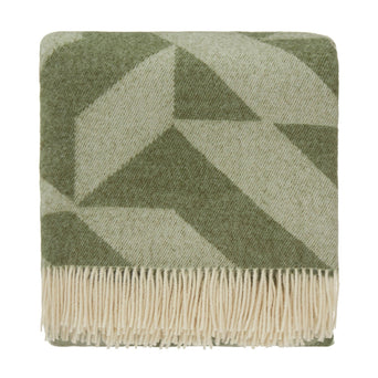 Farum blanket, green & cream, 100% merino wool