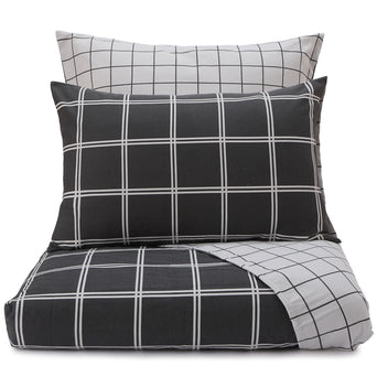 Brelade pillowcase, charcoal & light grey, 100% cotton