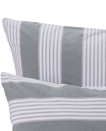 Beja pillowcase, green grey & grey & white, 100% cotton