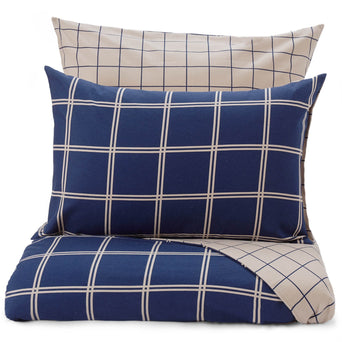 Brelade pillowcase, dark blue & beige, 100% cotton