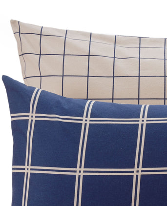 Brelade duvet cover, dark blue & beige, 100% cotton