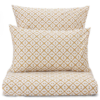 Arouca Pillowcase white & mustard, 100% cotton