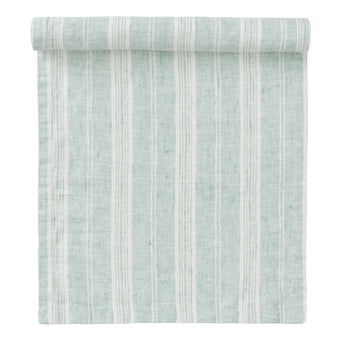 Lusis table runner, mint & white, 100% linen