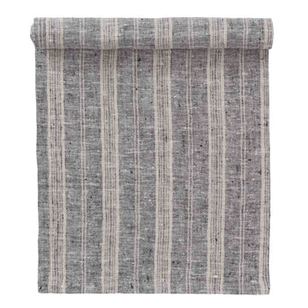 Lusis table runner, black & natural, 100% linen