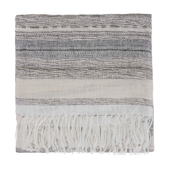 Bundi blanket, black & cream, 60% linen & 40% silk