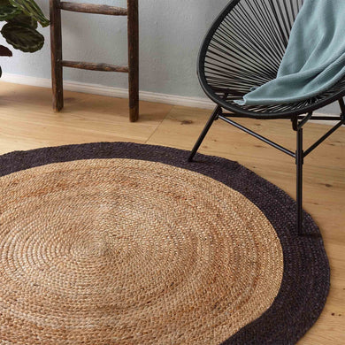 Nandi rug, natural & charcoal, 100% jute