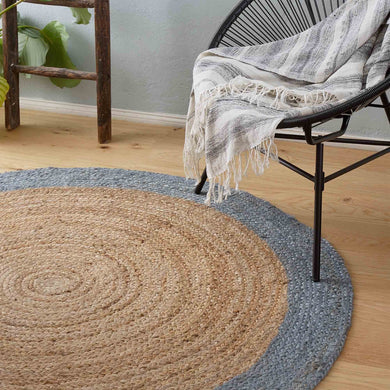 Nandi rug, natural & light grey blue, 100% jute