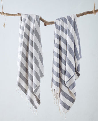 Filiz hammam towel, grey & white, 100% cotton