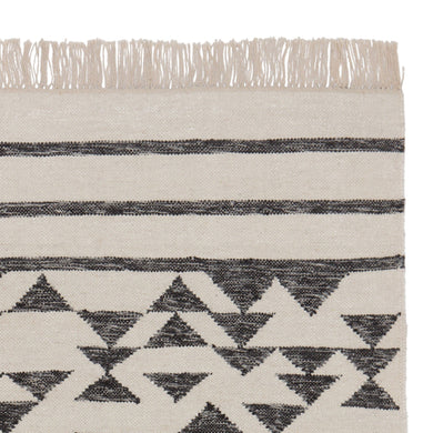 Kenai rug, black & off-white, 60% wool & 40% cotton