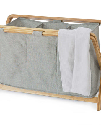 Champa laundry basket, black & white & brown, 75% polyester & 25% cotton