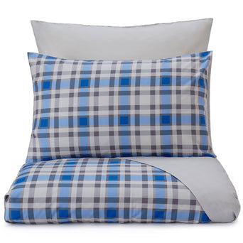 Cabril duvet cover, natural & blue & black, 100% cotton