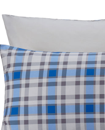 Cabril pillowcase, natural & blue & black, 100% cotton