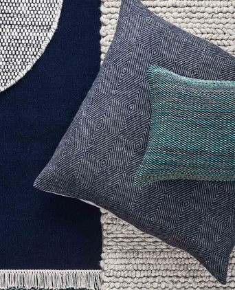 Gotland cushion cover, dark blue & grey, 100% wool & 100% linen