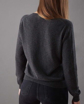 Nora Cashmere Cardigan charcoal, 50% cashmere wool & 50% wool