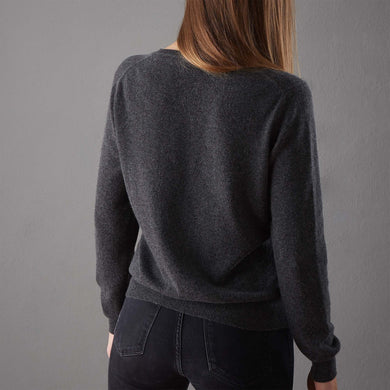 Nora Cashmere Cardigan charcoal, 50% cashmere wool & 50% wool