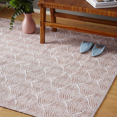 Shipry rug, dusty pink & natural white, 100% cotton