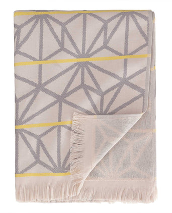 Arade beach towel, powder pink & grey & yellow, 100% cotton