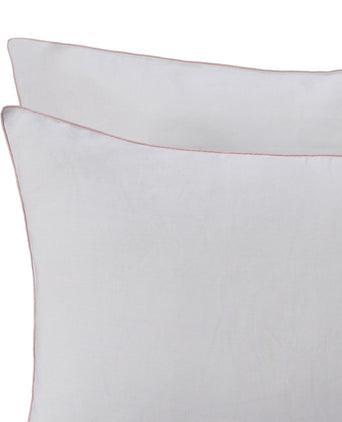 Alvalade pillowcase, light grey & powder pink, 100% linen