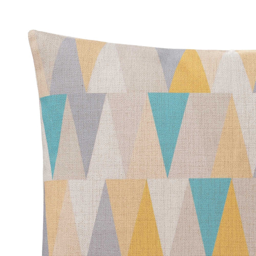 Havant cushion cover, yellow & grey & turquoise, 100% linen | URBANARA cushion covers