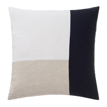 Cataya cushion cover, white & natural & dark blue, 100% linen