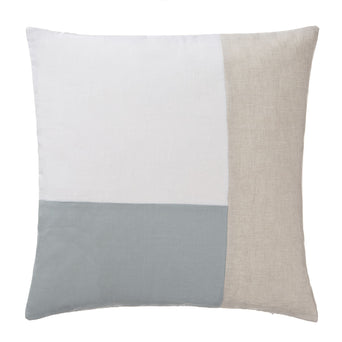 Cataya cushion cover, white & light green grey & natural, 100% linen