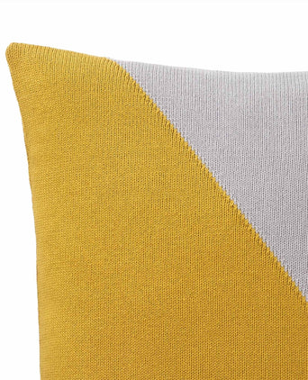 Kabral cushion cover, bright mustard & silver grey & natural white, 100% cotton