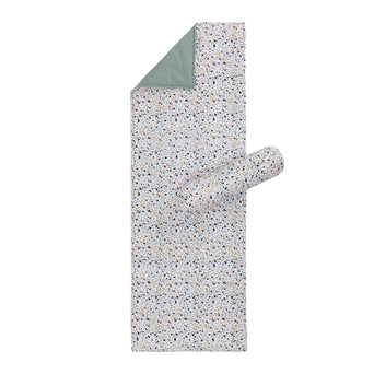 Visso beach mat, bright mustard & light pink & light ocean green & light grey green, 100% cotton & 100% polyester