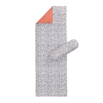 Visso beach mat, green grey & light papaya & charcoal & papaya, 100% cotton & 100% polyester