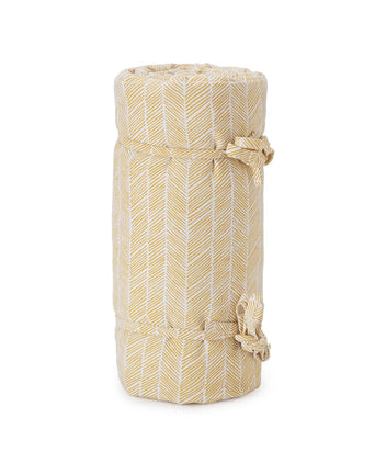 Avola picnic blanket, bright mustard & natural white & papaya, 100% cotton & 100% polyester