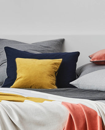 Coria duvet cover, darkblue melange & grey melange & grey, 100% cotton