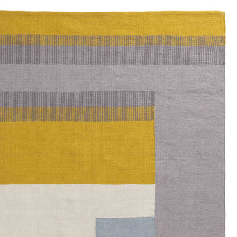 Indari runner, grey & ice blue & bright mustard, 100% pet