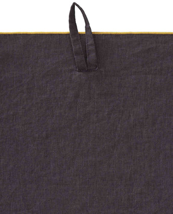 Alvalade tea towel, dark grey & bright mustard, 100% linen